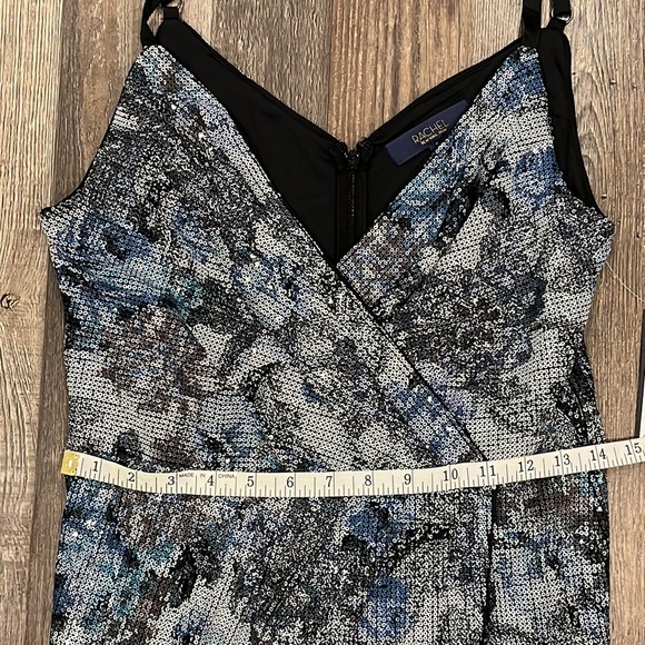 Rachel Rachel Roy Blue Floral Faye Sequin Dress 6 Faux Wrap Cocktail Disco NYE - Picture 8 of 13